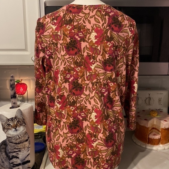 X womens Laura Scott casual floral stretch 3/4 sleeve plus size top 1X - Picture 2 of 4